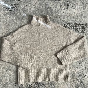 Wool Blend Mock Neck Crop Knit Sweater Size XS Oversized